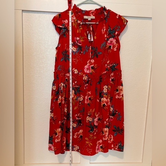 Loft dress new with tags! Size small women’s. Red with fun floral print. - Picture 2 of 10